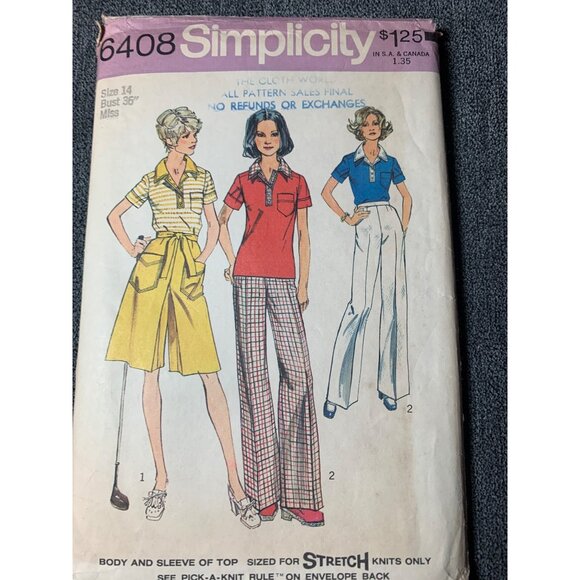 Simplicity Misses Shirt skirt Pants Sewing Pattern sz 14 6408 - uncut - Picture 1 of 10